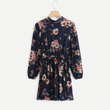 Autumn Floral Women Dresses Multicolor Elegant