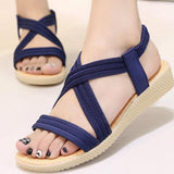 Sandals Ladies Flat Shoes Elastic Band Summer