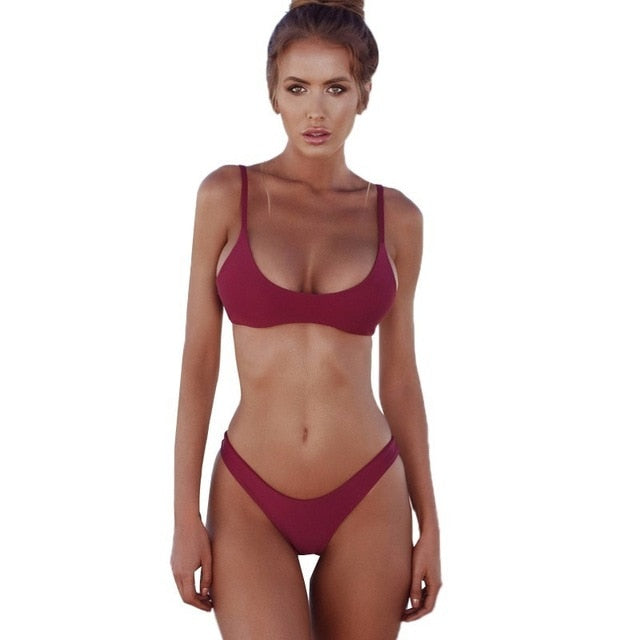 Sexy Bikini Set Women Swimsuit Solid Bikini